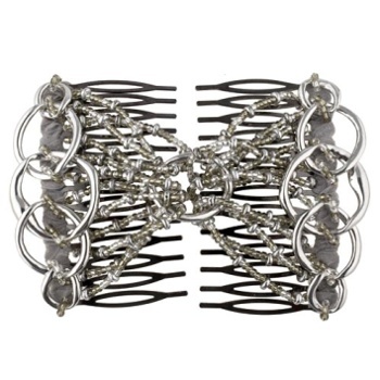 Evita Peroni - Aurele Double Comb - Silver - Connected Beaded Combs